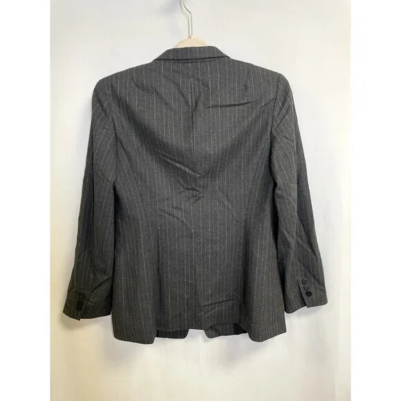 LAFAYETTE 148 Pinstripe Wool Blend Stretch Three-Button Blazer Gray Size 6