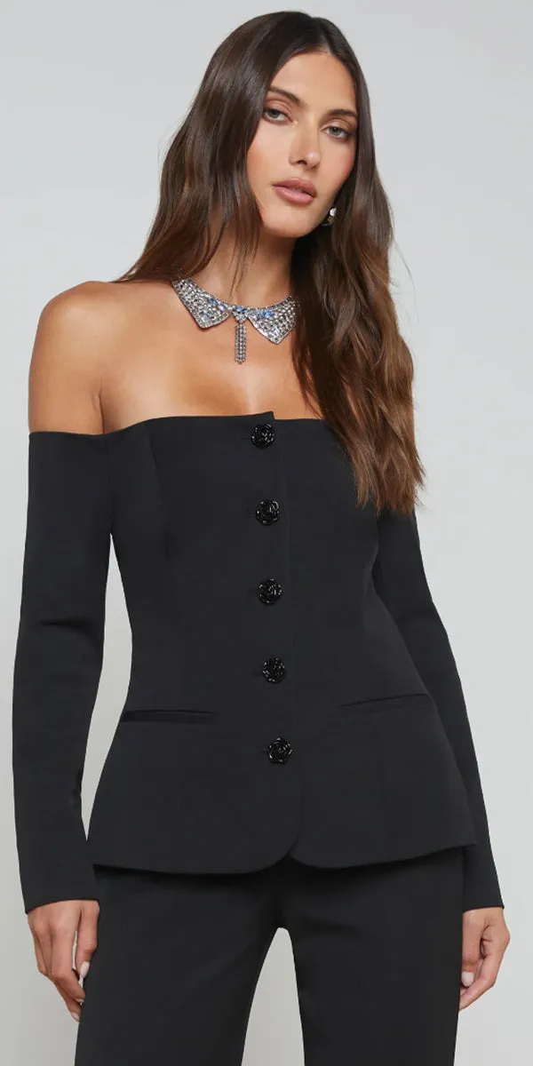 L'AGENCE Alice Off Shoulder Blazer Top