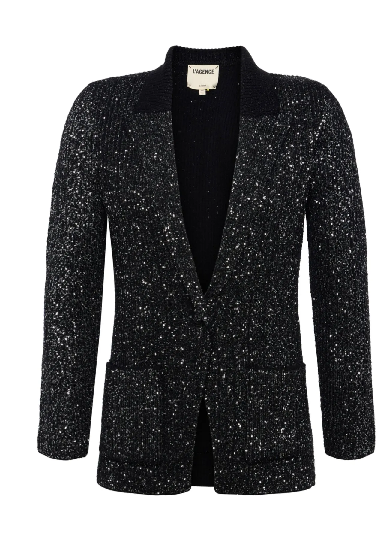 L’AGENCE - Leonora Sequin Knit Blazer - Black/Silver Sequin