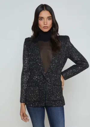 L’AGENCE - Leonora Sequin Knit Blazer - Black/Silver Sequin