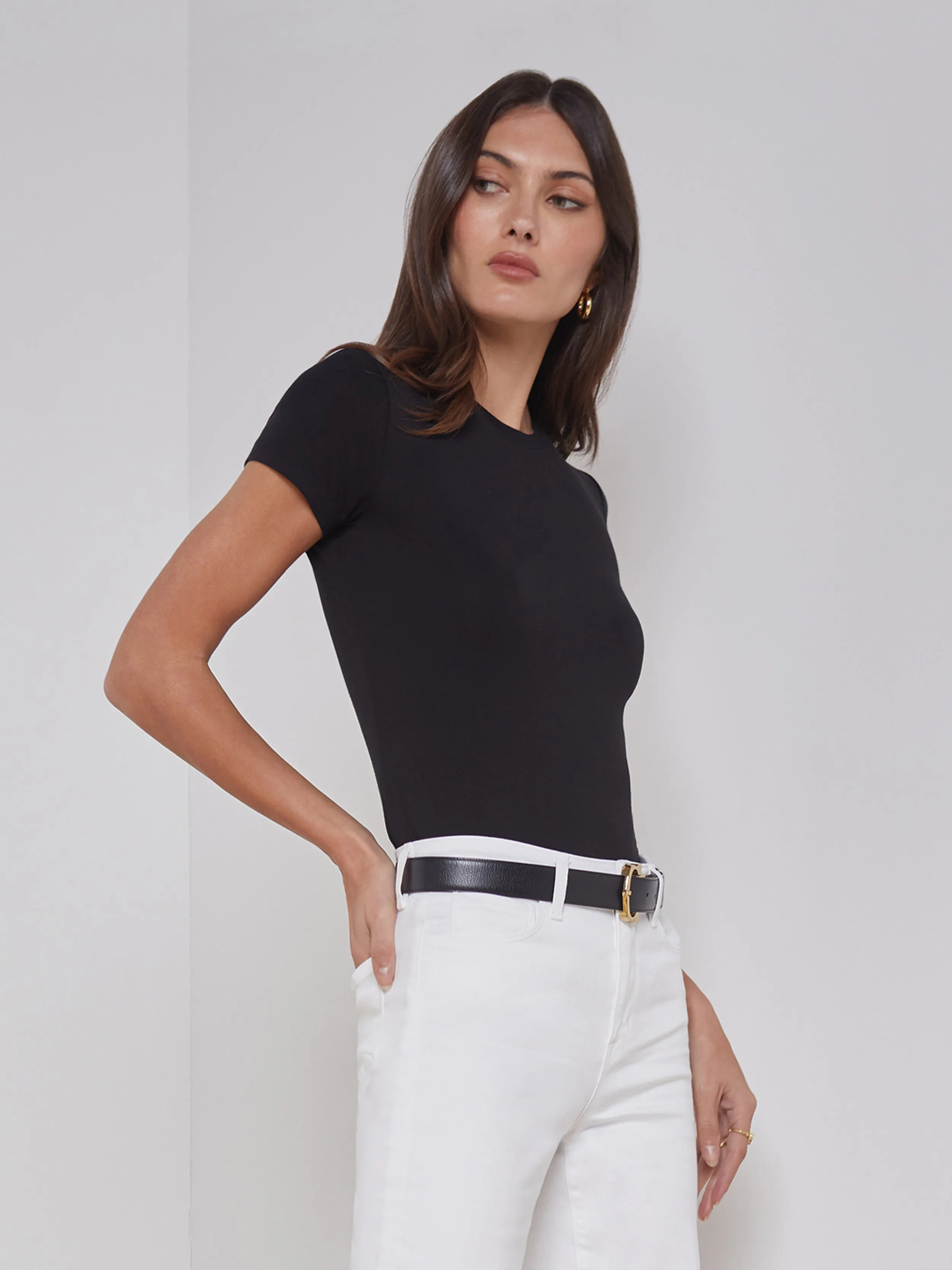 L'AGENCE - Ressi Short Sleeve Crewneck - Black