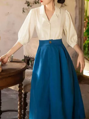 Lake Blue 1950S Vintage Audrey Hepburn's outfit in Roman Holiday