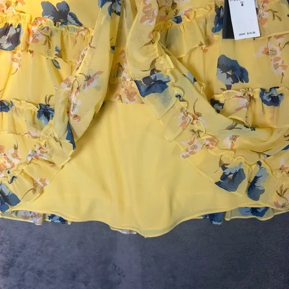 Lauren Ralph Lauren Floral Ruffle-Trim Georgette A-Line Mini Skirt Size 12 NWT