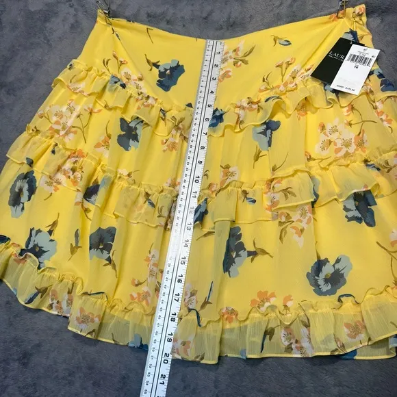 Lauren Ralph Lauren Floral Ruffle-Trim Georgette A-Line Mini Skirt Size 16