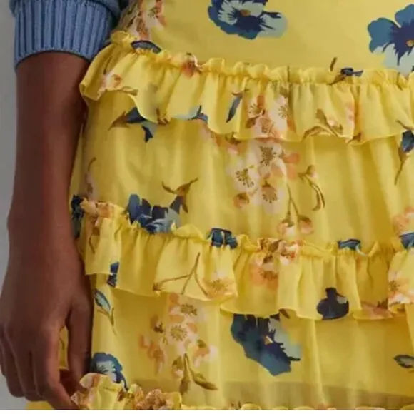 Lauren Ralph Lauren Floral Ruffle-Trim Georgette A-Line Mini Skirt Size 16