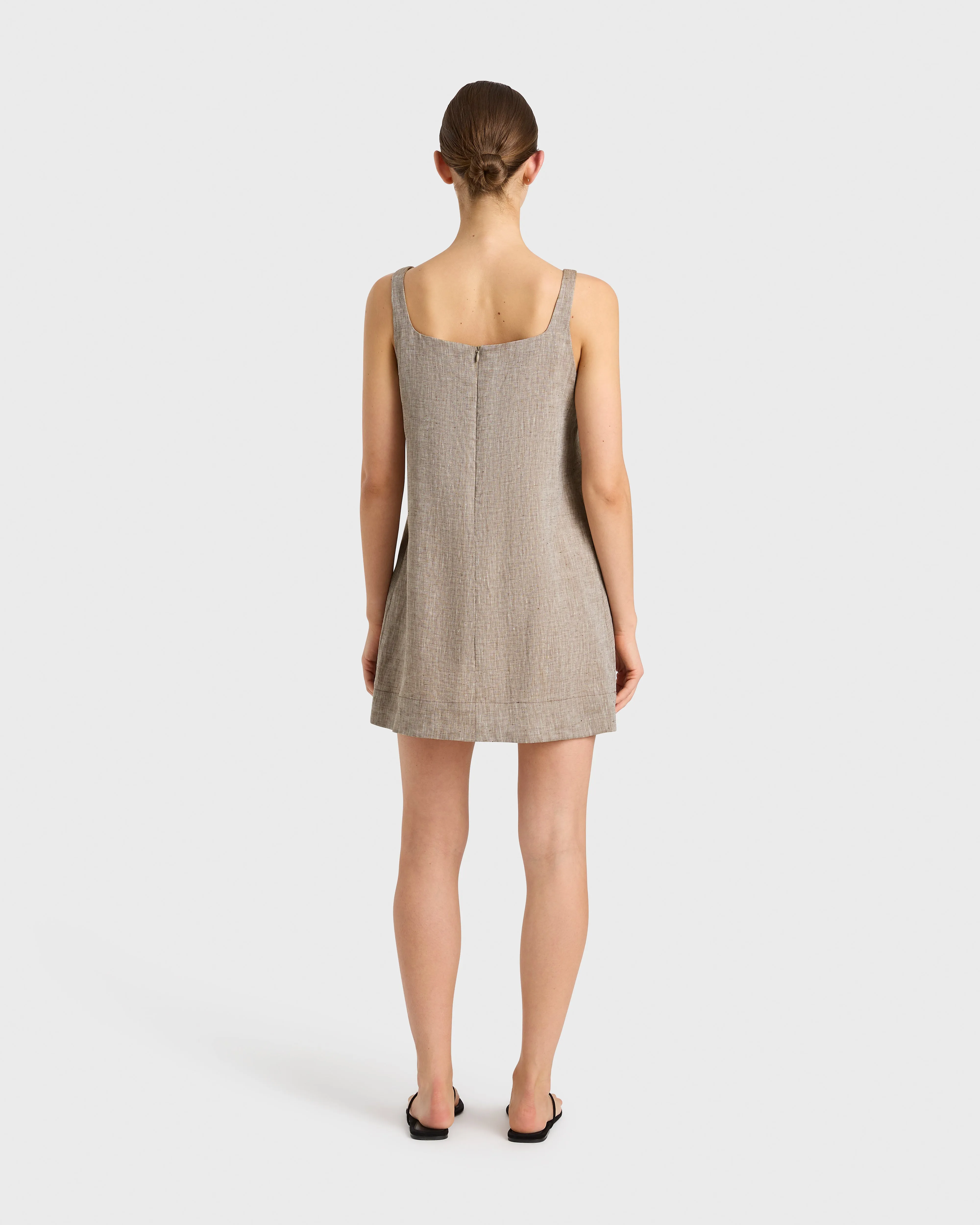 Leiden A-Line Mini Dress - Sepia