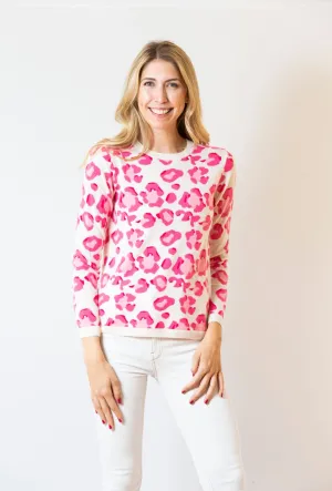 Leopard Sweater | ivory & pink