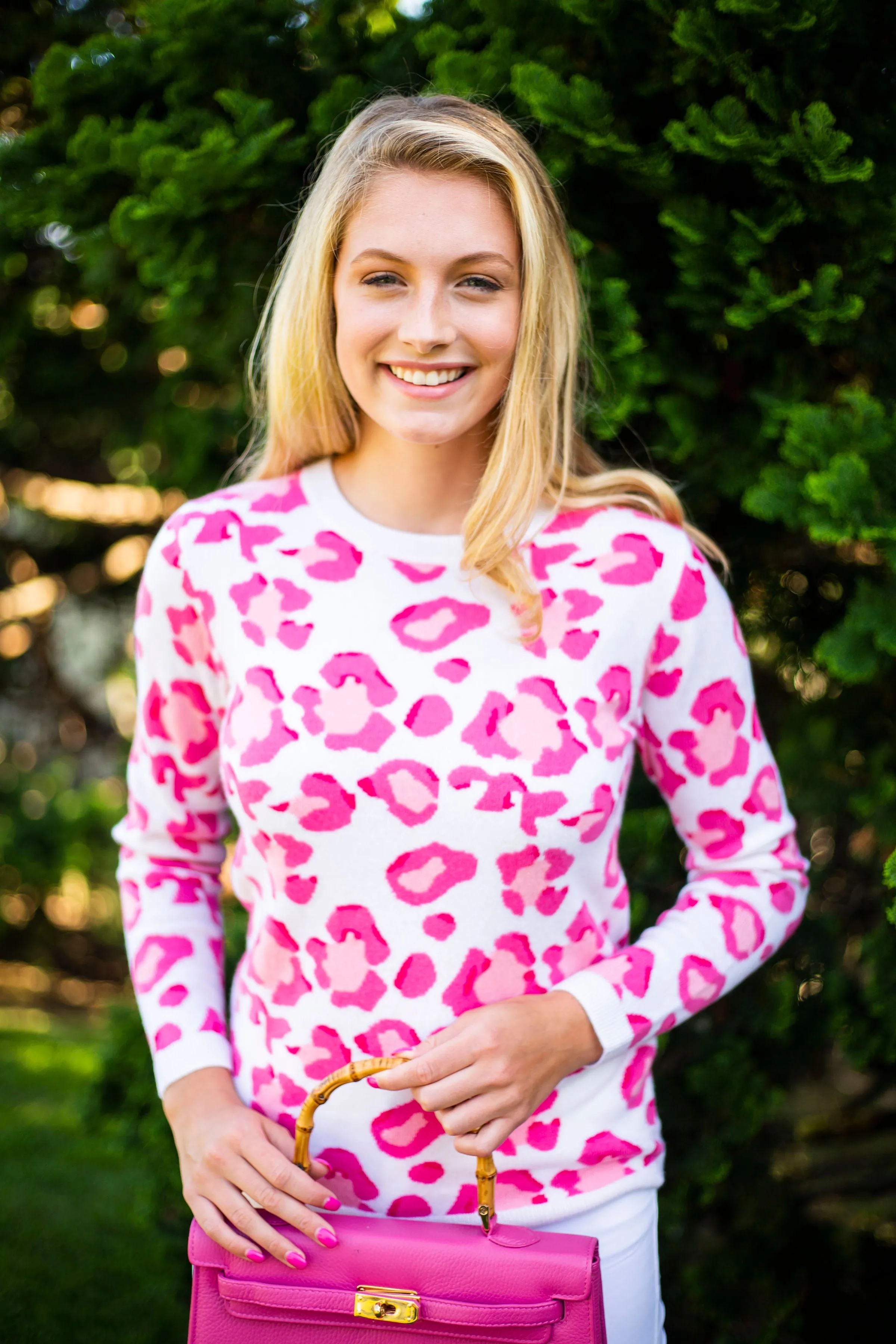 Leopard Sweater | ivory & pink