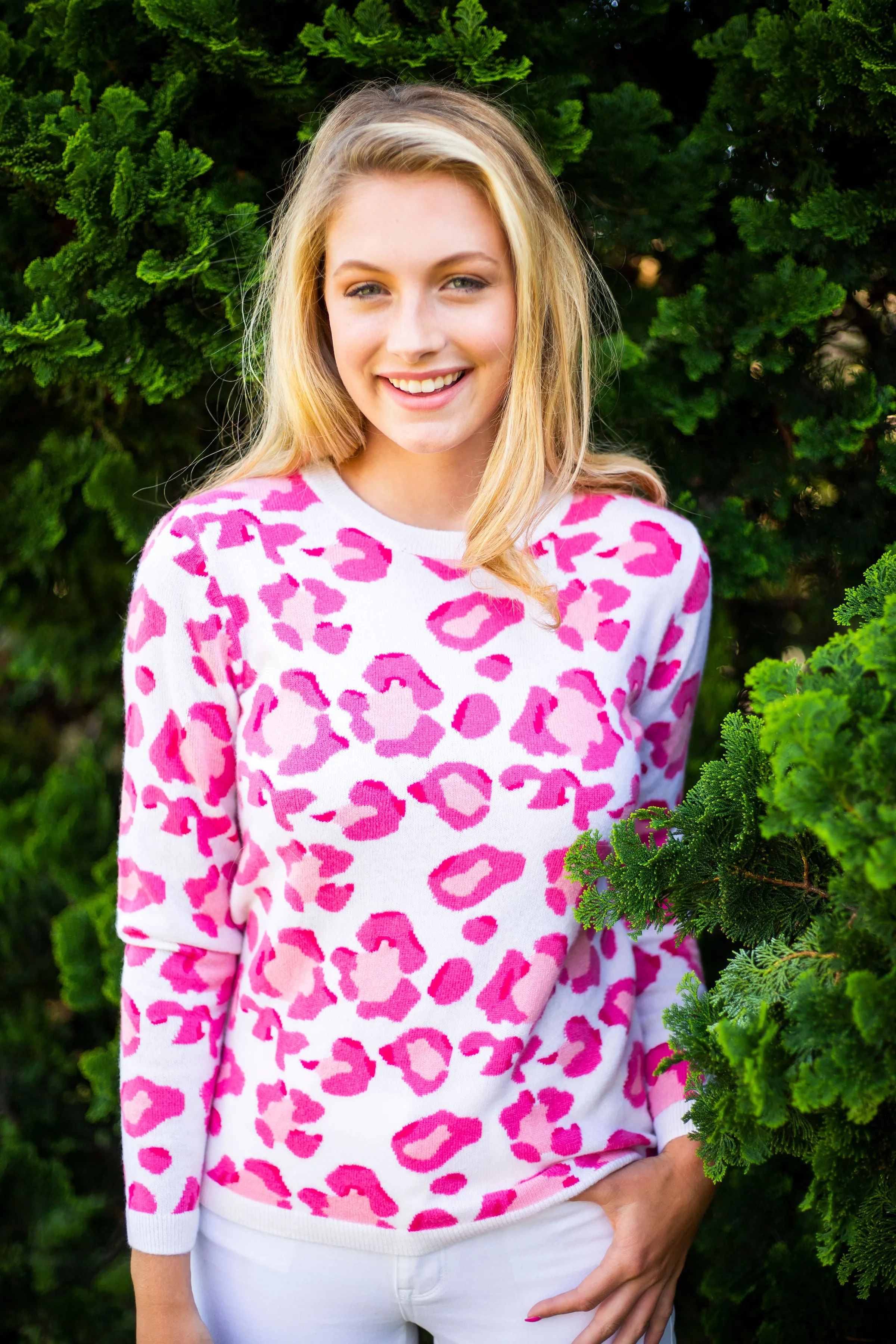 Leopard Sweater | ivory & pink
