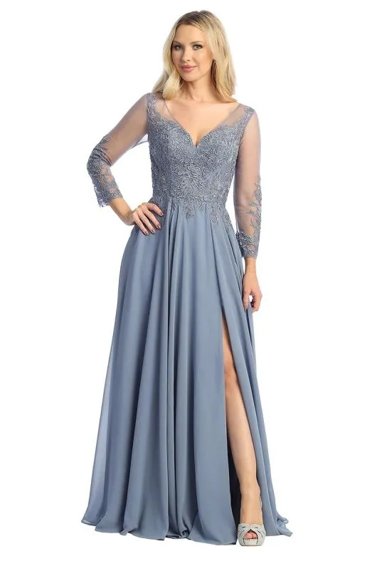 Let's Size S 7789K Slate Blue Mother of Bride Dress