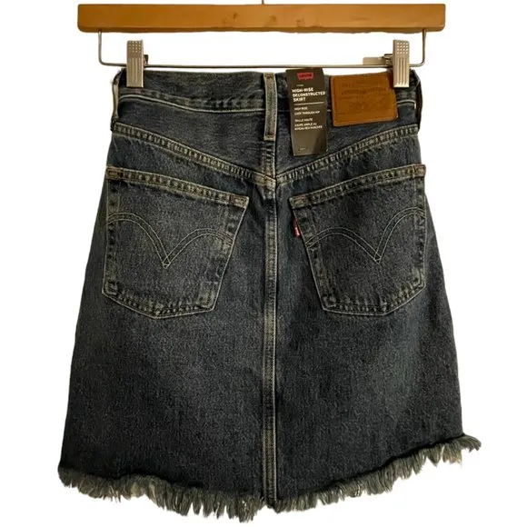 Levis Womens Denim Skirt High Rise High Waist A line Deconstructed Size 23 Blue