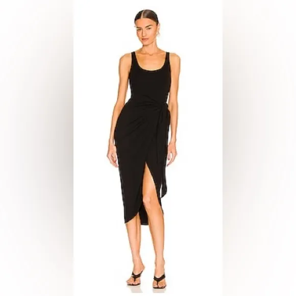 Like New!! LBLC wrap side tie Midi Dress, Black, Size Small