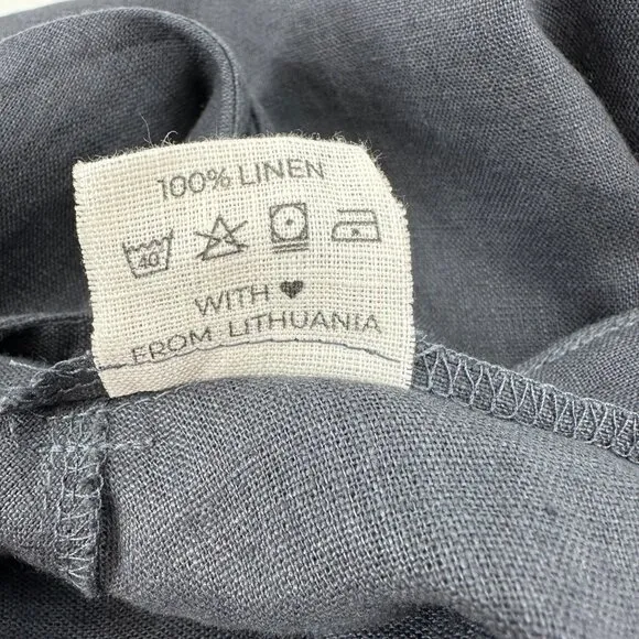Linen Handmade Studio Womens Gray Linen A-Line Skirt Tie Belt Zip Back Size M