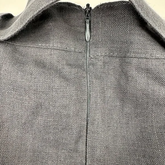 Linen Handmade Studio Womens Gray Linen A-Line Skirt Tie Belt Zip Back Size M