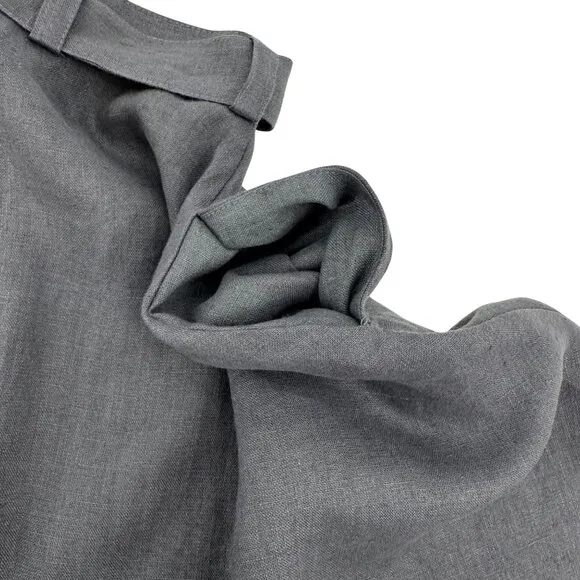 Linen Handmade Studio Womens Gray Linen A-Line Skirt Tie Belt Zip Back Size M