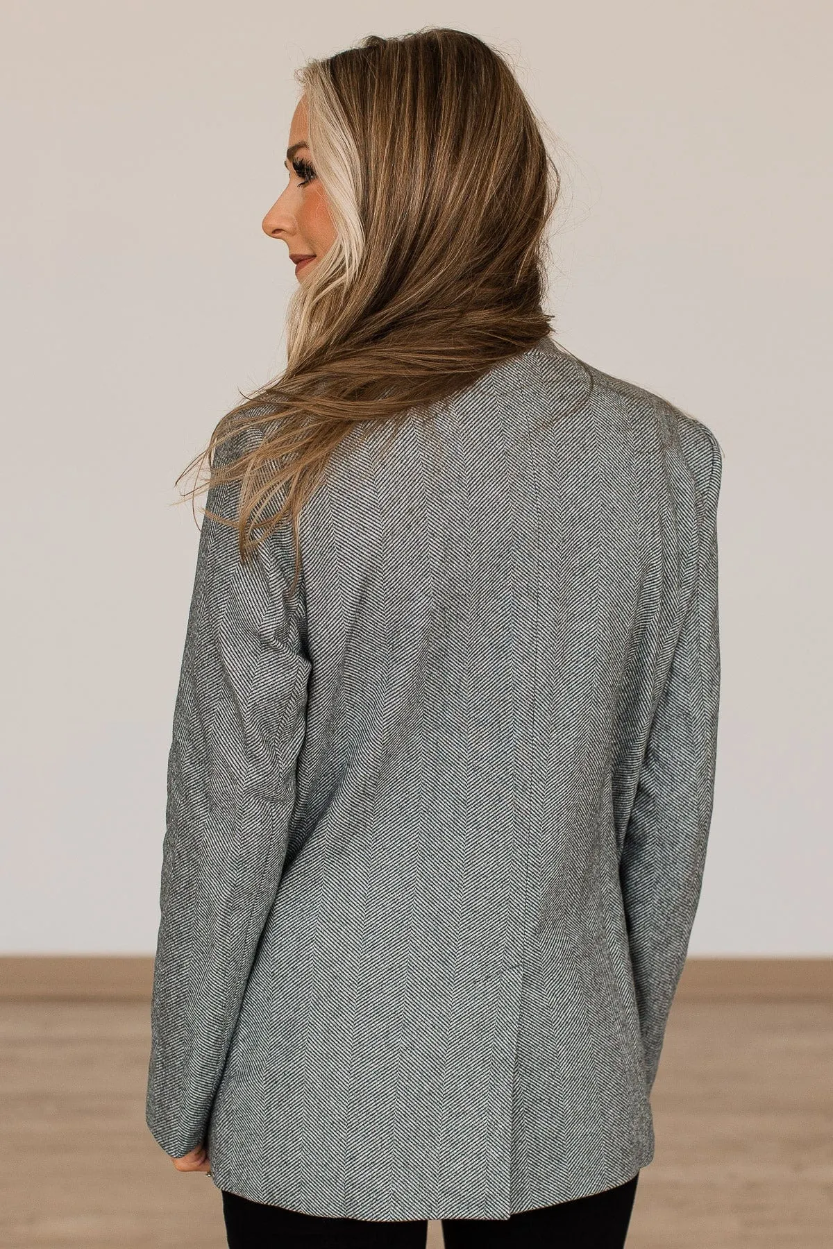 Live Your Potential Open Front Blazer- Grey