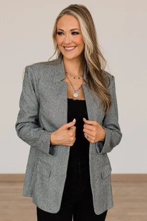 Live Your Potential Open Front Blazer- Grey