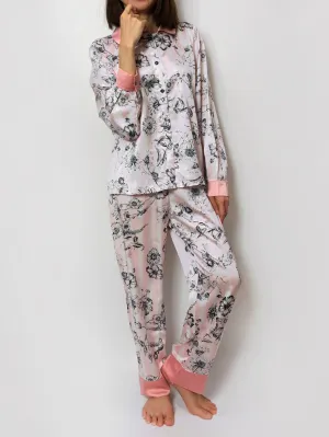 Long Floral Print Pajama Set