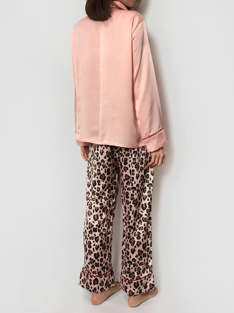 Long Leopard Print Pajama Set