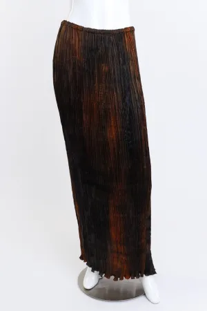 Long Pleated Silk Skirt