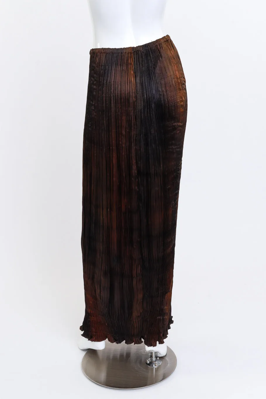 Long Pleated Silk Skirt