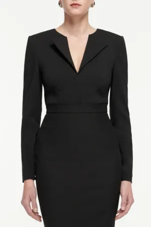 Long Sleeve Crepe Top | Black