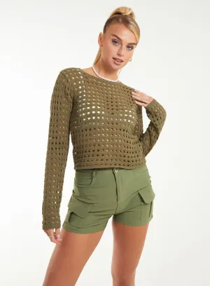 Long Sleeve Crochet Top