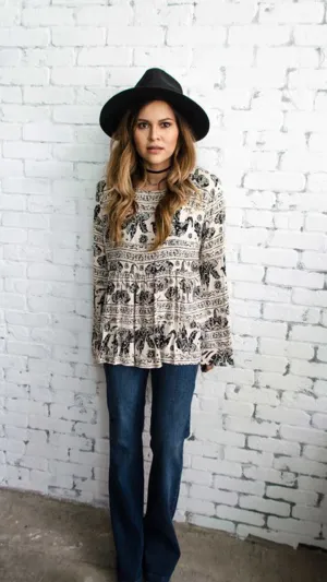Long Sleeve Elephant Print Top
