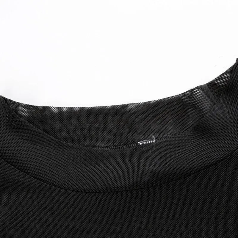 Long Sleeve Fishnet Crop Top