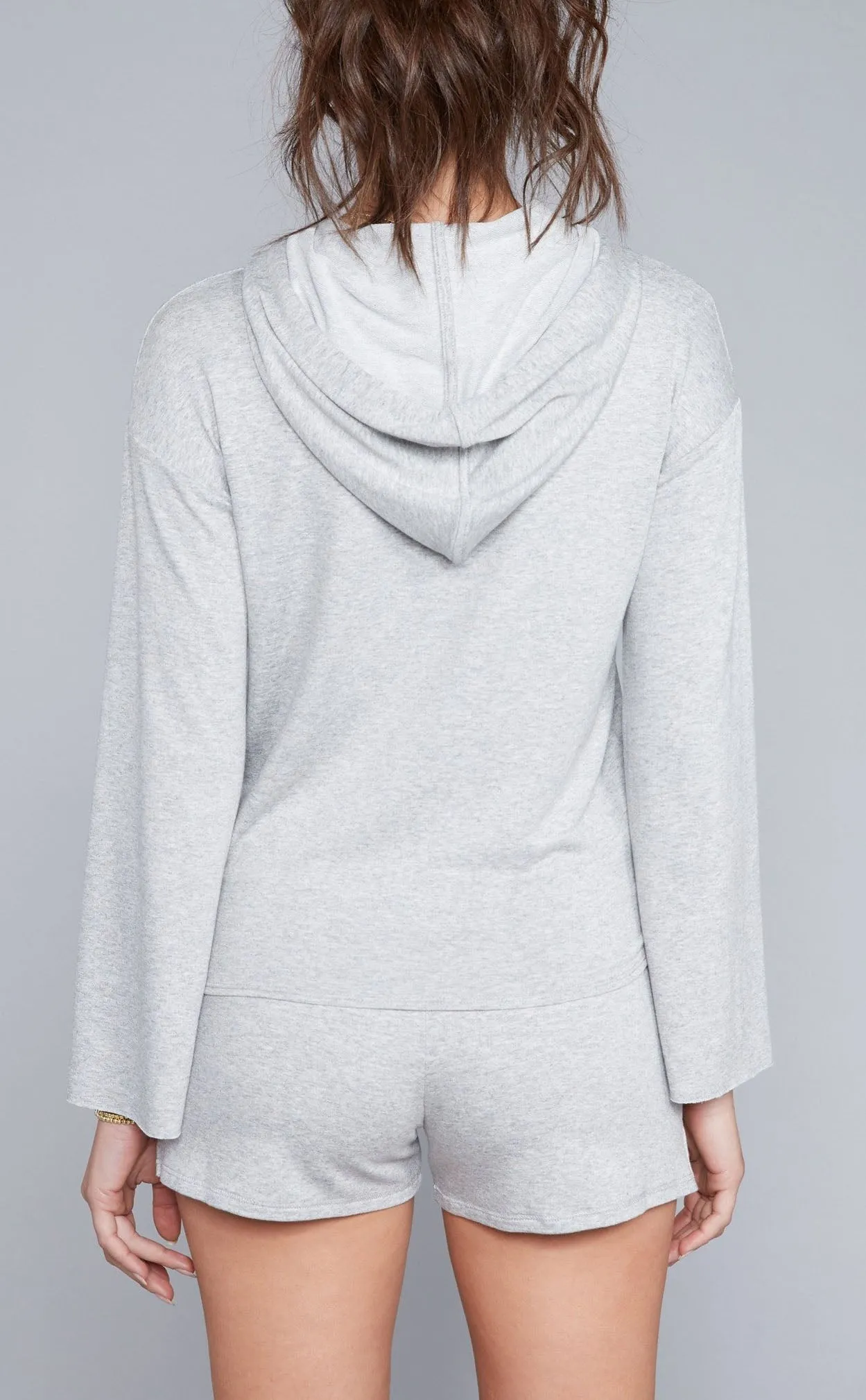 Long Sleeve Tie Front Hoodie