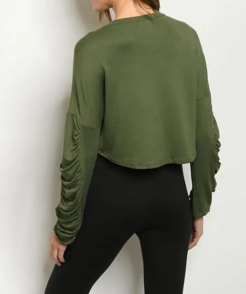 Long sleeve with ruched side detail