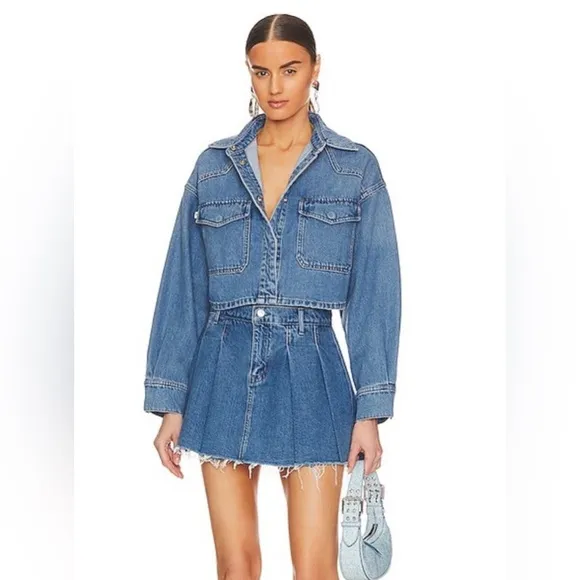 Lovers and Friends Revolve Angel California Denim Jean Pleated Mini Skirt XS