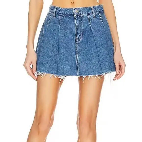 Lovers and Friends Revolve Angel California Denim Jean Pleated Mini Skirt XS