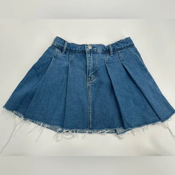 Lovers and Friends Revolve Angel California Denim Jean Pleated Mini Skirt XS