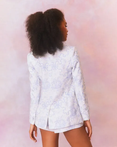 LoveShackFancy | Lumine Double Breasted Bow Print Jacket | Blissful Blue
