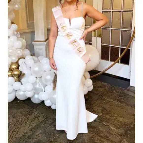 Lulus Finding the One Sleeveless White Mermaid Maxi Dress w/Mini Train