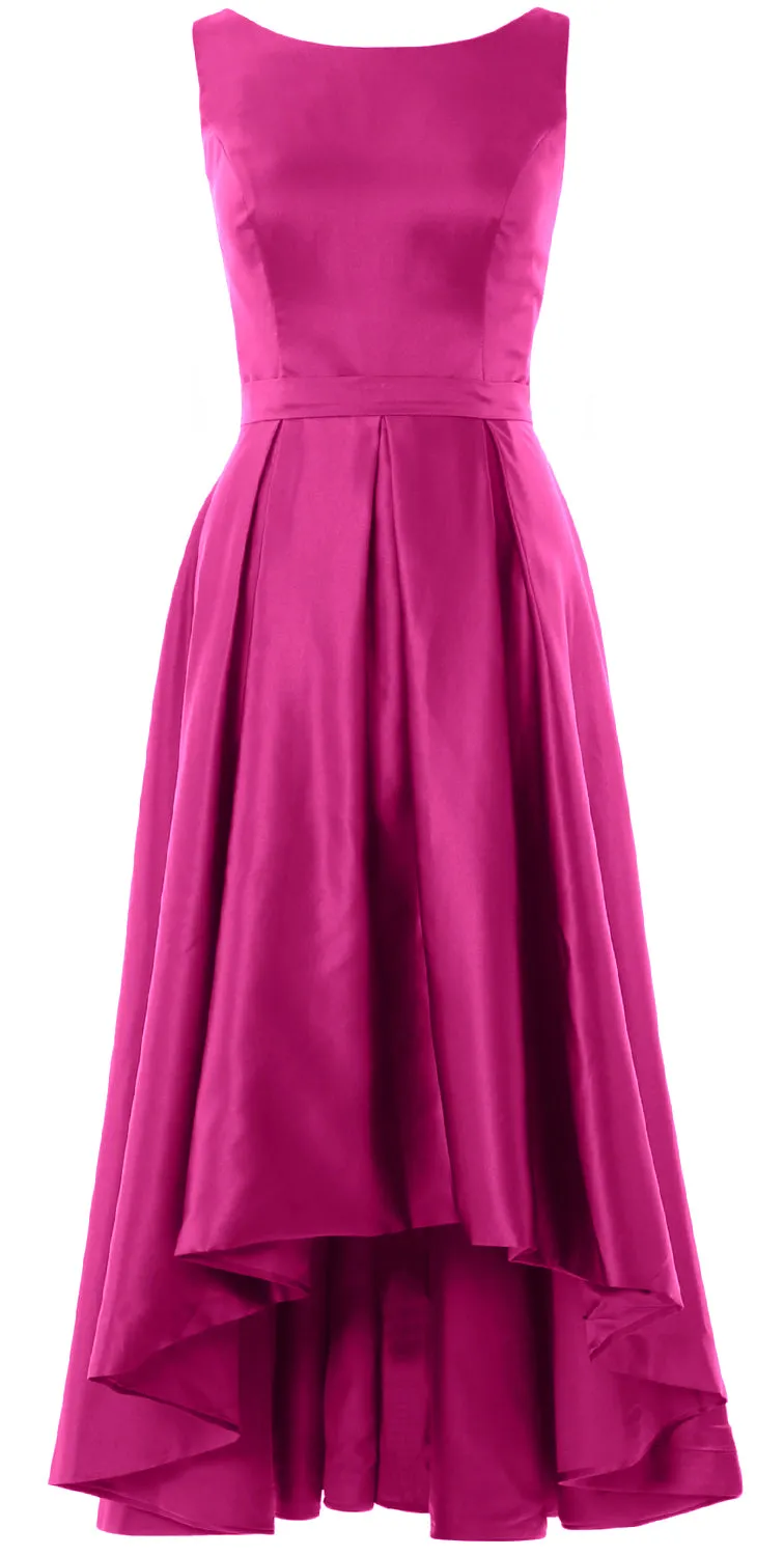 MACloth Hi-Lo Bridesmaid Dresses Sleeveless Cocktail Wedding Party Formal Gown
