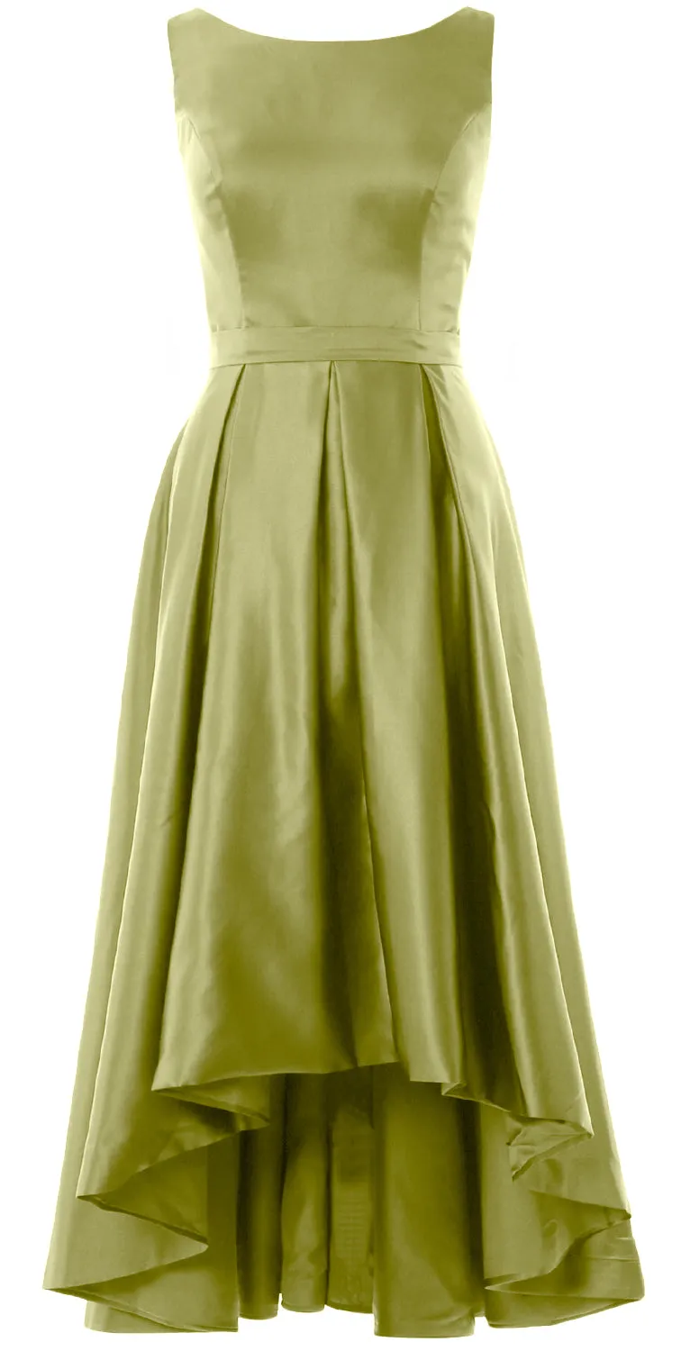 MACloth Hi-Lo Bridesmaid Dresses Sleeveless Cocktail Wedding Party Formal Gown