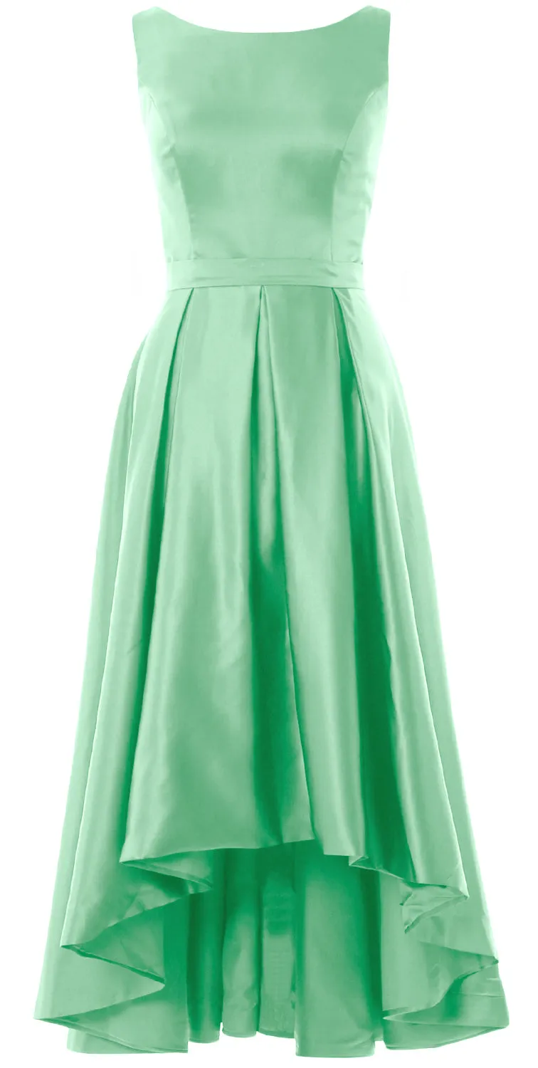 MACloth Hi-Lo Bridesmaid Dresses Sleeveless Cocktail Wedding Party Formal Gown