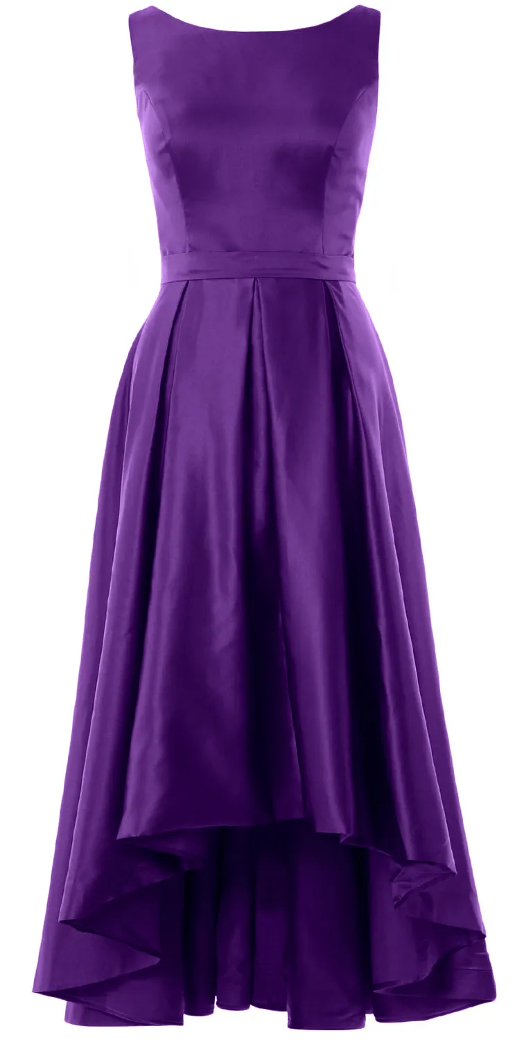 MACloth Hi-Lo Bridesmaid Dresses Sleeveless Cocktail Wedding Party Formal Gown