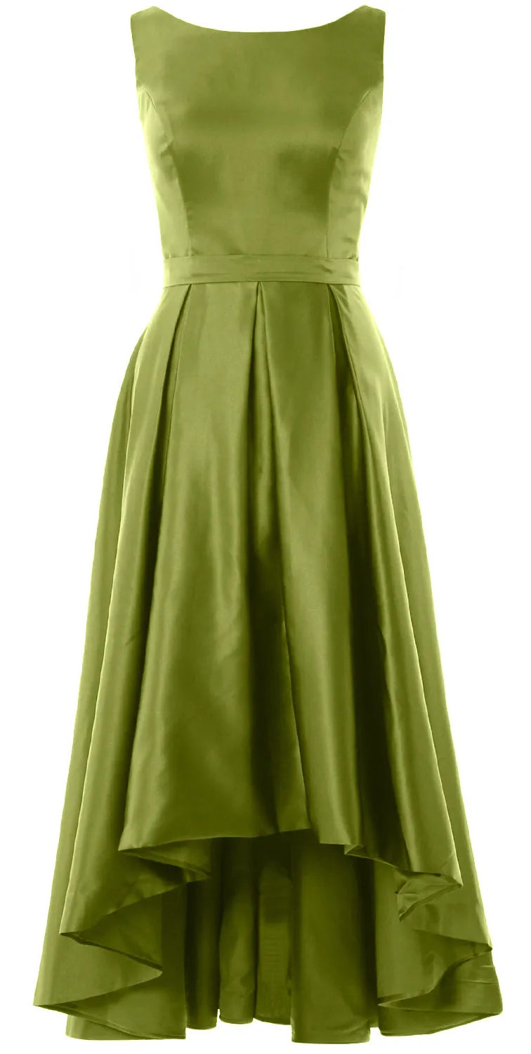 MACloth Hi-Lo Bridesmaid Dresses Sleeveless Cocktail Wedding Party Formal Gown