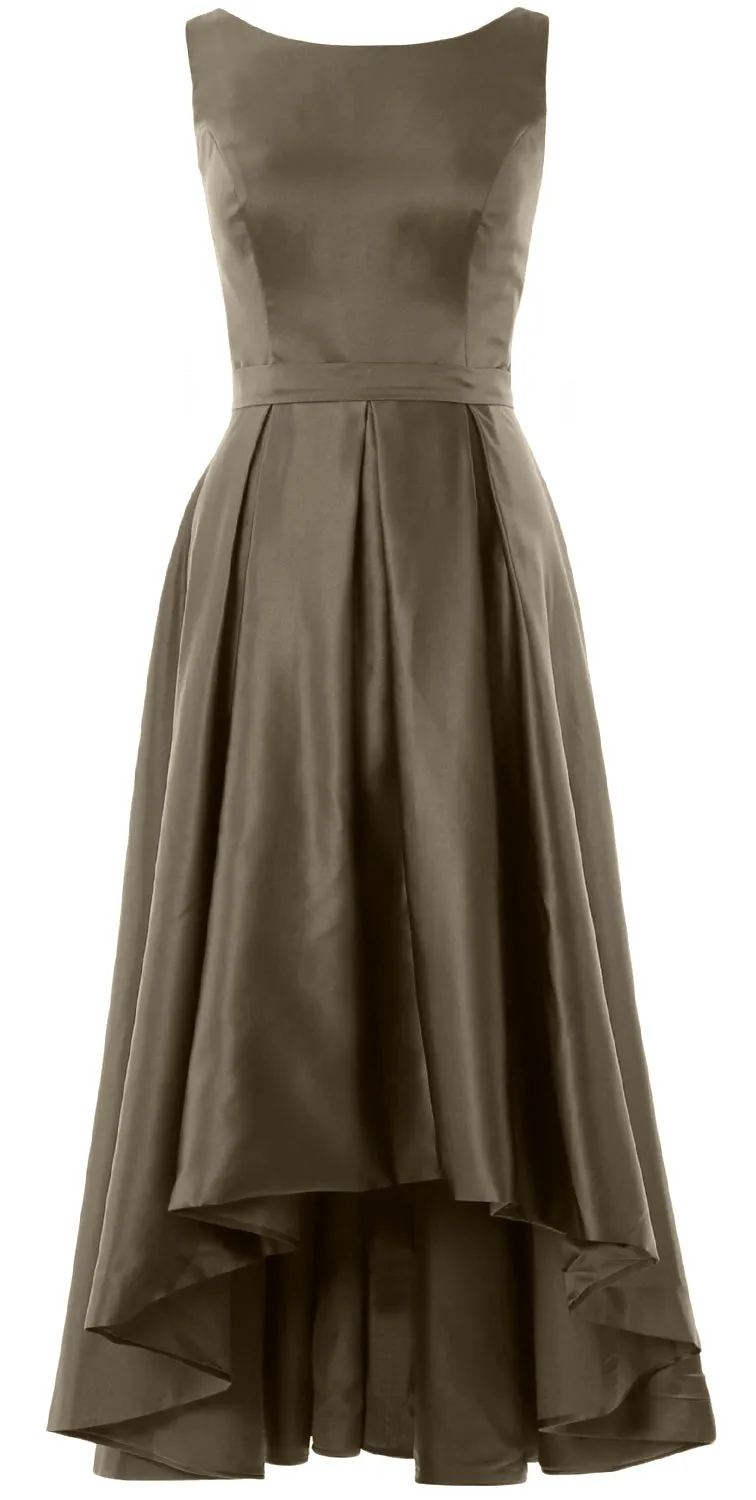 MACloth Hi-Lo Bridesmaid Dresses Sleeveless Cocktail Wedding Party Formal Gown