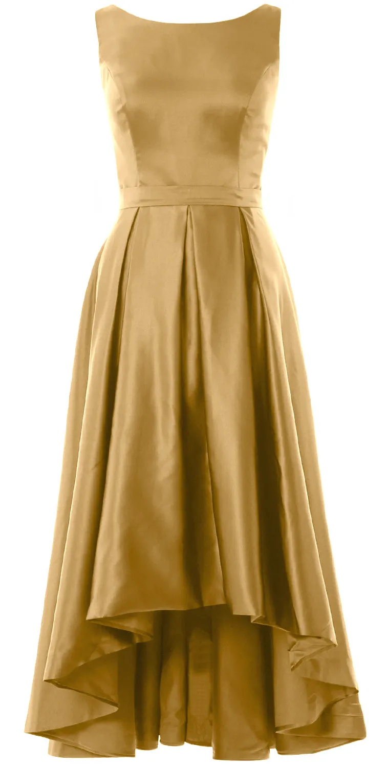 MACloth Hi-Lo Bridesmaid Dresses Sleeveless Cocktail Wedding Party Formal Gown