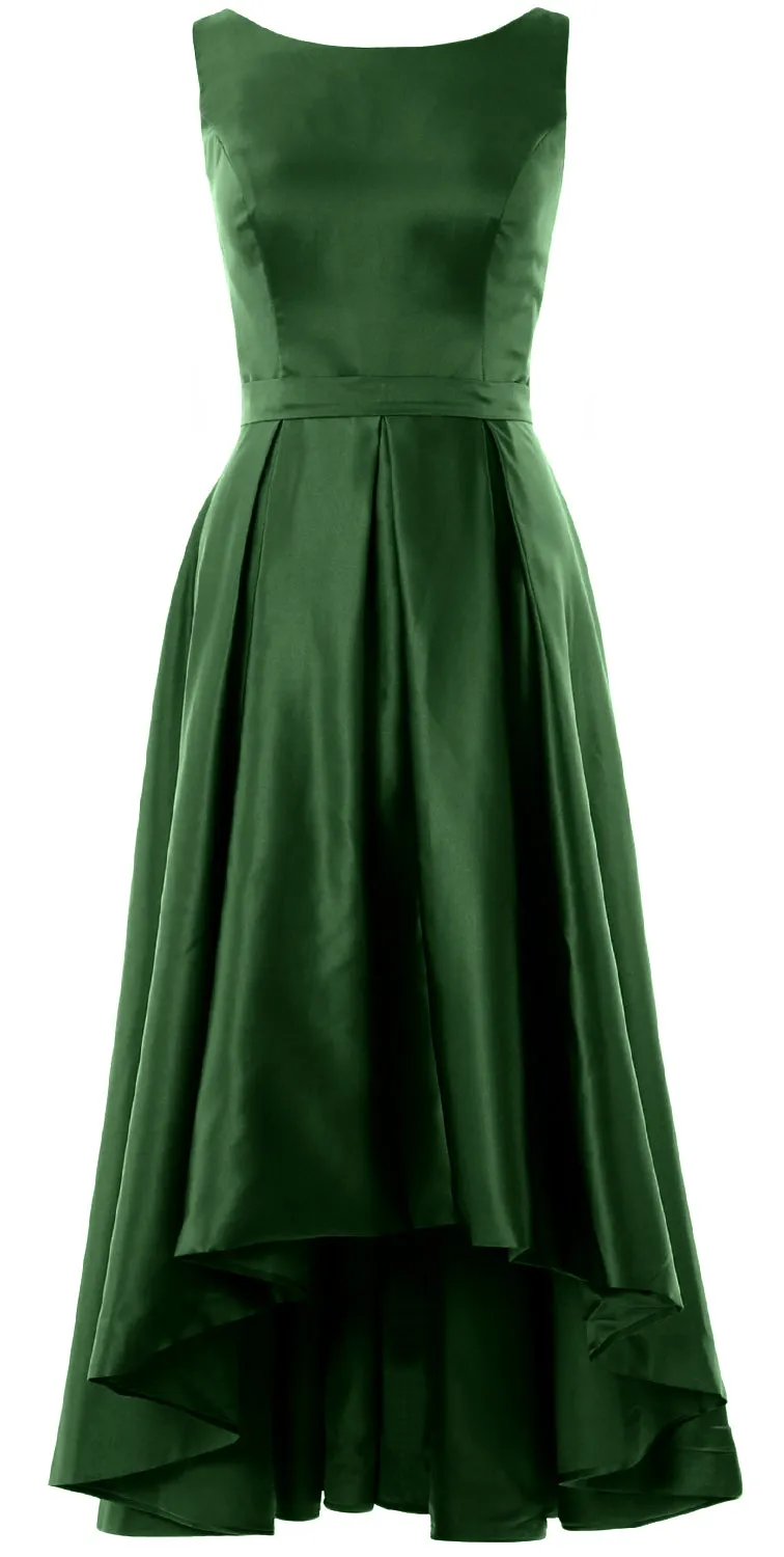MACloth Hi-Lo Bridesmaid Dresses Sleeveless Cocktail Wedding Party Formal Gown