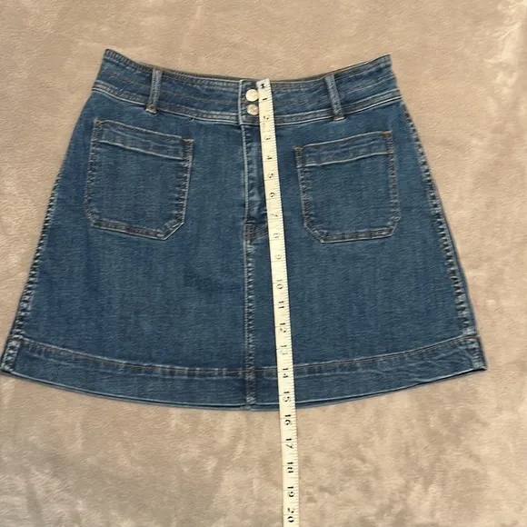 Madewell Stretch Denim A-Line Skirt with Patch Pockets