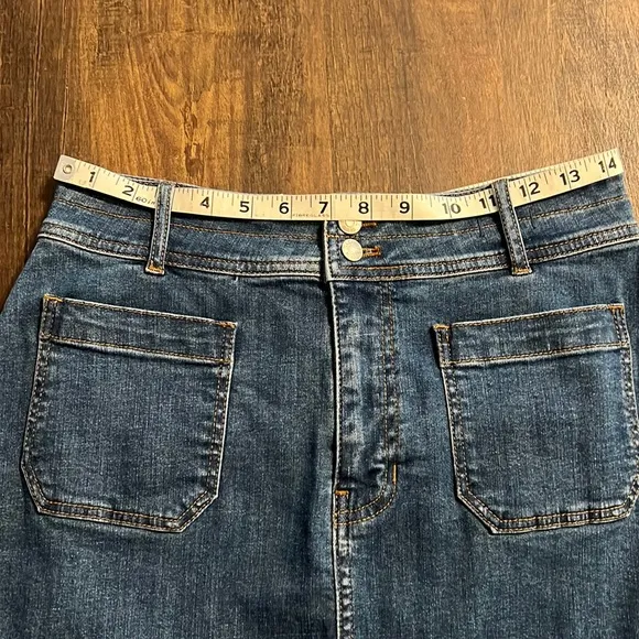 Madewell Stretch Denim A-Line Skirt with Patch Pockets
