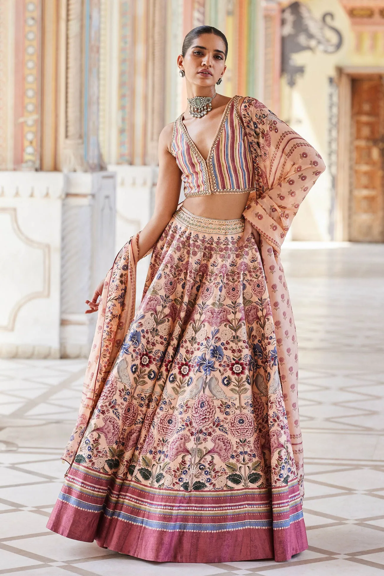 MADOON LEHENGA - PEACH