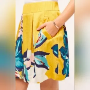 Maeve Anthropologie Tropical Floral A-line Mini Skirt