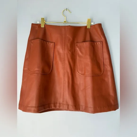Maeve Faux Leather A Line Mini Skirt NEW