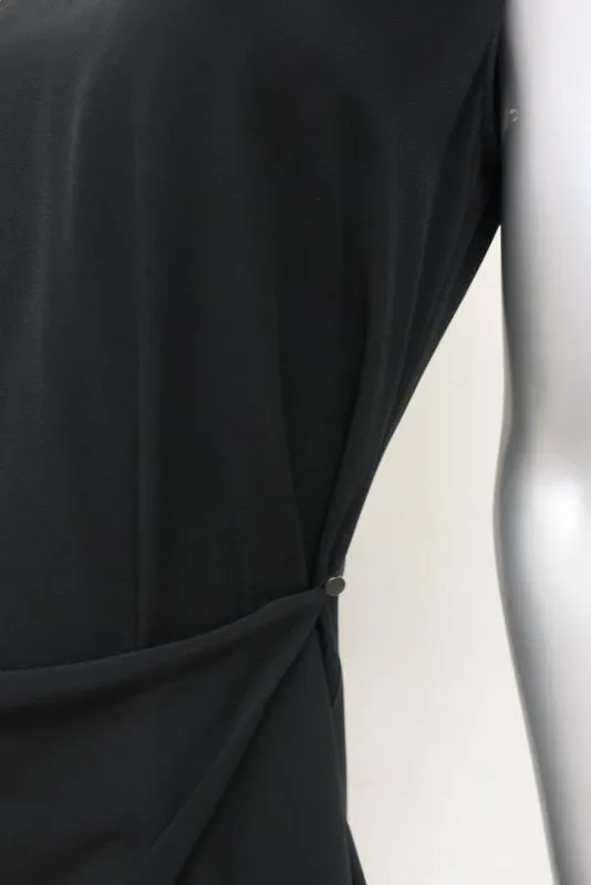 Maison Martin Margiela Dress Black Crepe Size 40 Sleeveless Wrap-Front